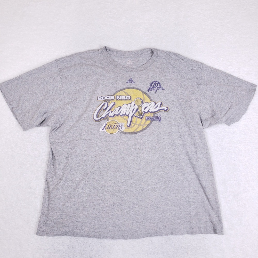 Adidas Los Angeles Lakers Shirt Adult 2XL Gray 2009 NBA Champions Basketball